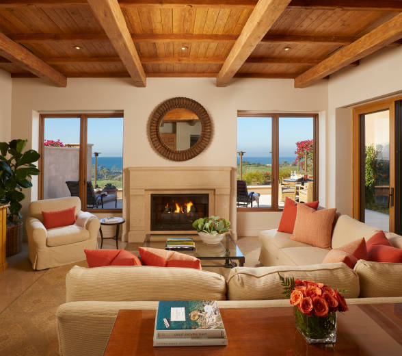 Four Bedroom Villa Living Room and Fireplace